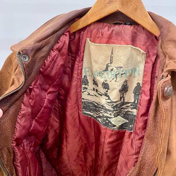 Vintage Leather Aviator Bomber Flight Jacket Coat in Cognac Brown - Picture 7 of 8